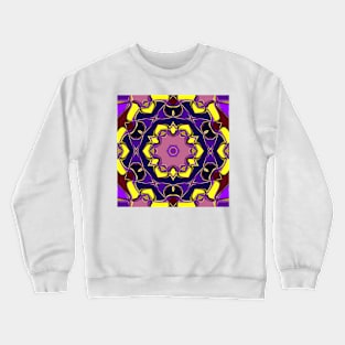 Cartoon Mandala Flower Purple and Yellow Crewneck Sweatshirt